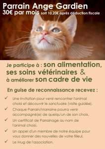 Participe à son alimentation, aux soins vétérinaires et améliore son cadre de vie